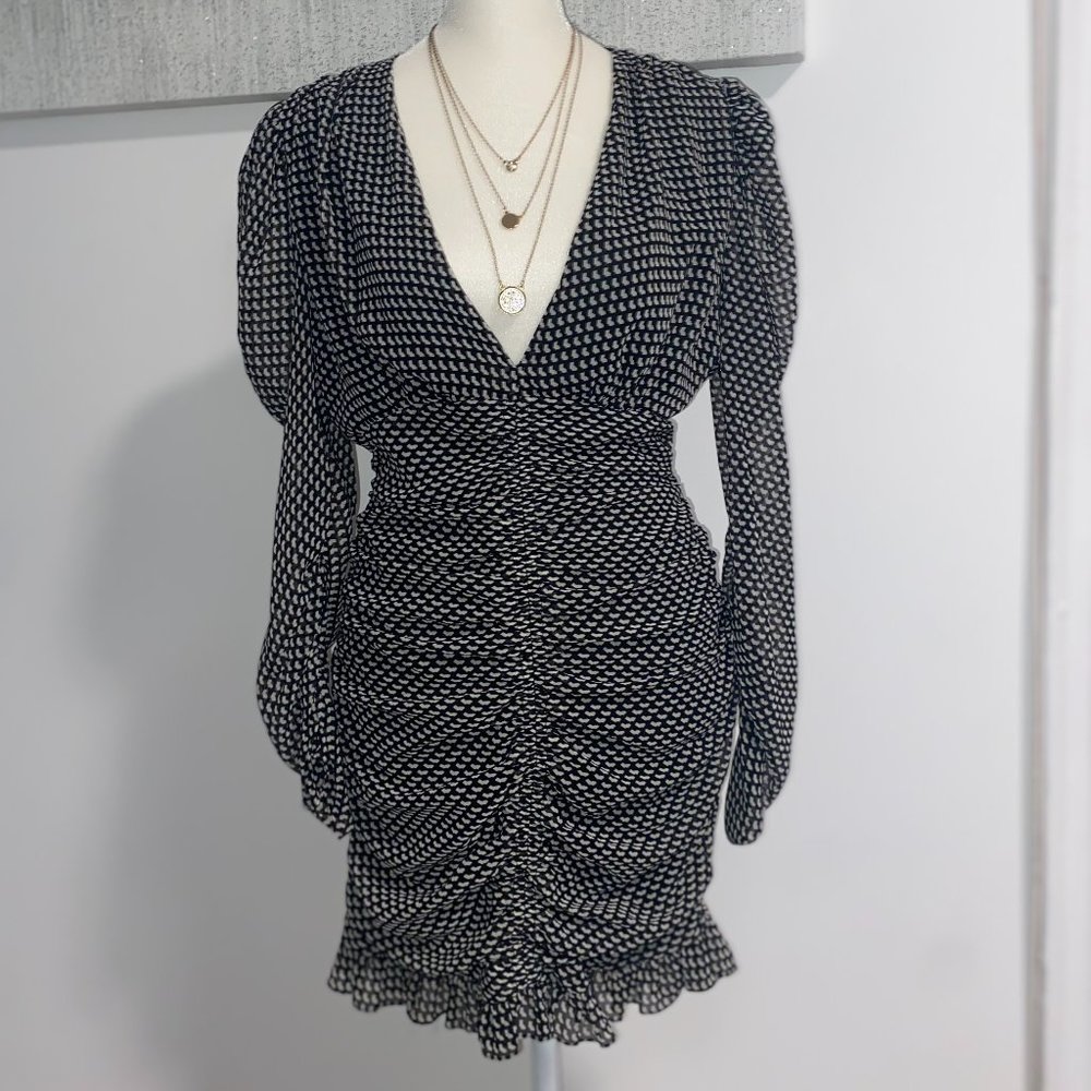 Zara Patterned Ruched Mini Dress